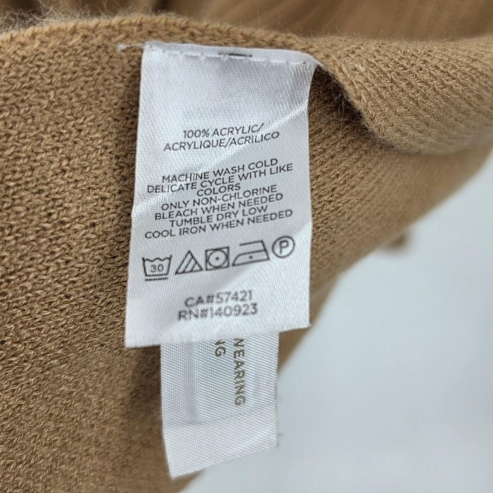 LOFT Sweater Womens M/L Beige Knit Belted Open Front Short Sleeve Cardigan Camel - Picture 6 of 7